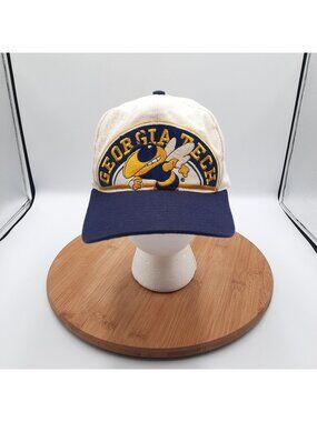 Vintage Georgia Tech Hat Snapback Yellowjackets Big Letter Spellout Apex One 90s